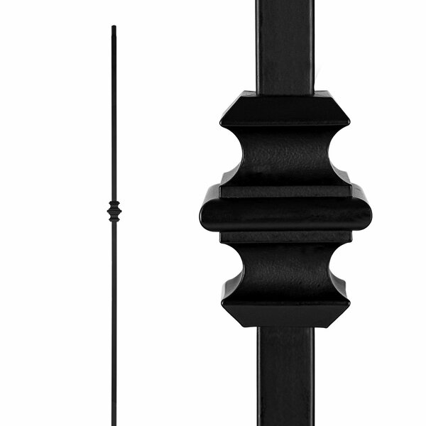 Nuvo Iron in Square x 44in Long Black Steel Interior Balusters - Single Collar, 12PK SQI1C-MP12
